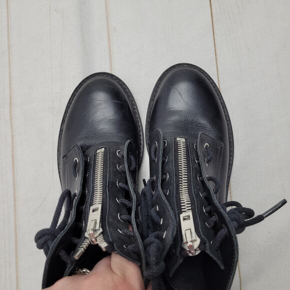 Rag & Bone Cannon black leather combat moto boots vibram sole zip - Picture 4 of 9